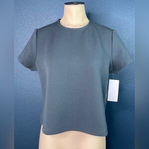 Nordstrom Rack Top Blue Textured Fabric Short Sleeve Blouse Shirt